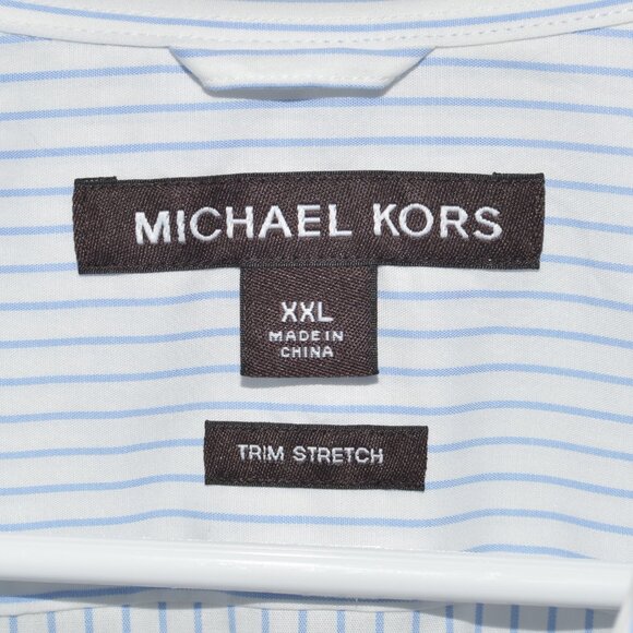 Mens Michael Kors White with Blue Trim Stretch Dress Shirt Size XXL - Picture 3 of 6